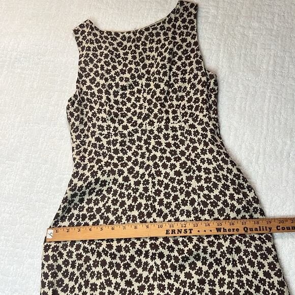 Kenar Feminine Floral Sheath Dress Brown Cream Sleeveless Lined Sz 6 - Picture 5 of 9
